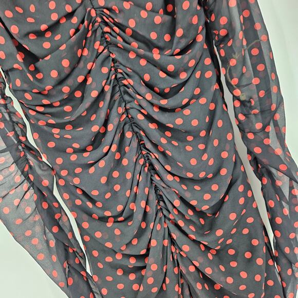 Dolce & Gabbana Polka Dot Dress Black Ruched Long Sleeve Mini Cocktail Size XS - Picture 4 of 9